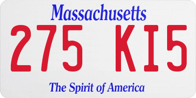 MA license plate 275KI5