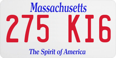 MA license plate 275KI6