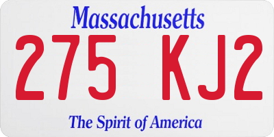 MA license plate 275KJ2