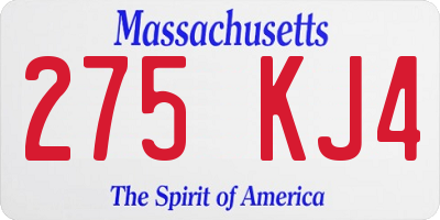 MA license plate 275KJ4