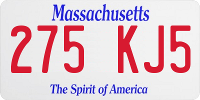 MA license plate 275KJ5