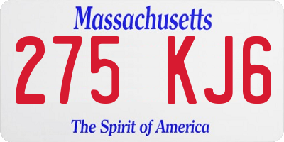 MA license plate 275KJ6