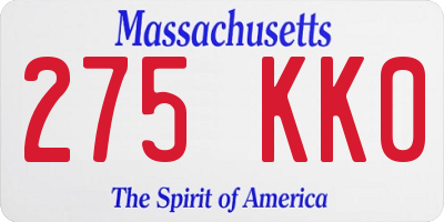 MA license plate 275KK0