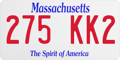MA license plate 275KK2