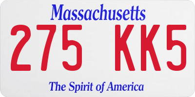 MA license plate 275KK5