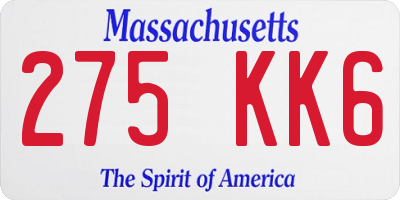 MA license plate 275KK6