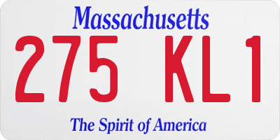 MA license plate 275KL1