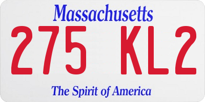 MA license plate 275KL2