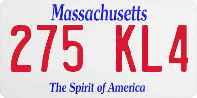 MA license plate 275KL4