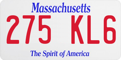 MA license plate 275KL6