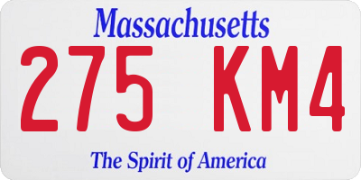 MA license plate 275KM4