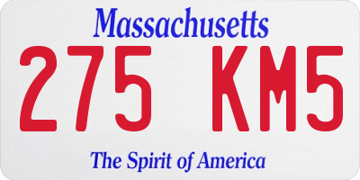MA license plate 275KM5