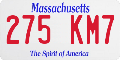 MA license plate 275KM7