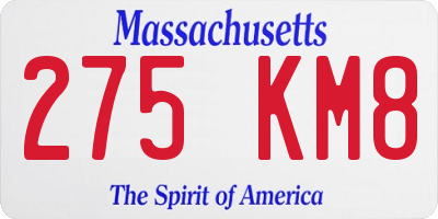 MA license plate 275KM8