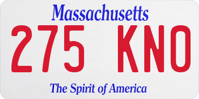 MA license plate 275KN0
