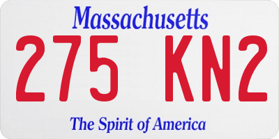 MA license plate 275KN2