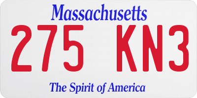 MA license plate 275KN3