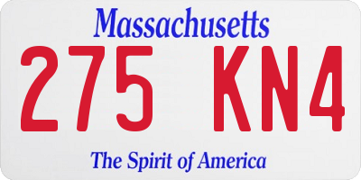 MA license plate 275KN4