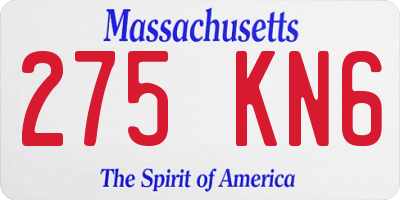 MA license plate 275KN6