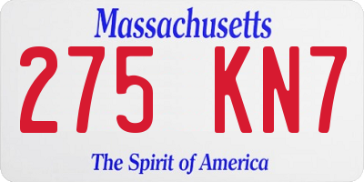 MA license plate 275KN7