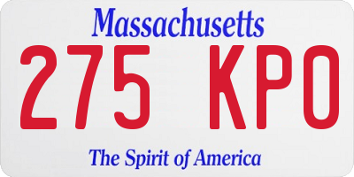 MA license plate 275KP0