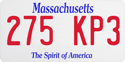 MA license plate 275KP3