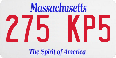MA license plate 275KP5