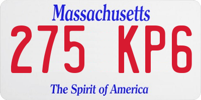 MA license plate 275KP6