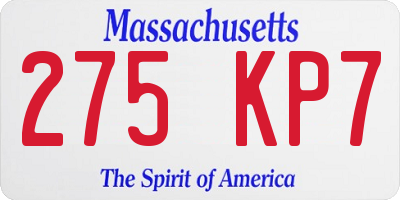 MA license plate 275KP7