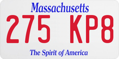 MA license plate 275KP8