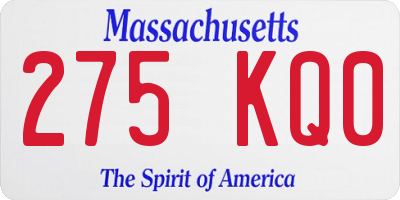 MA license plate 275KQ0