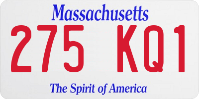 MA license plate 275KQ1