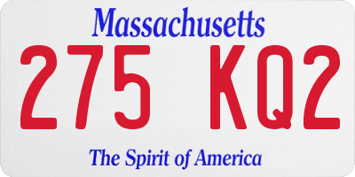 MA license plate 275KQ2