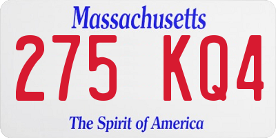 MA license plate 275KQ4