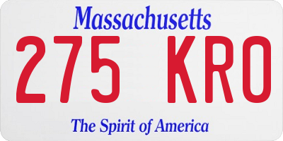 MA license plate 275KR0