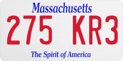 MA license plate 275KR3