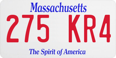 MA license plate 275KR4