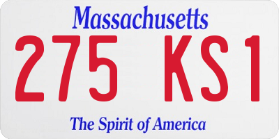 MA license plate 275KS1