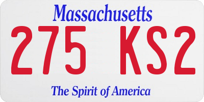 MA license plate 275KS2
