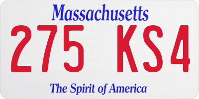 MA license plate 275KS4
