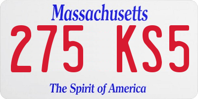 MA license plate 275KS5