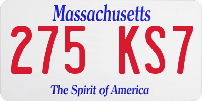 MA license plate 275KS7