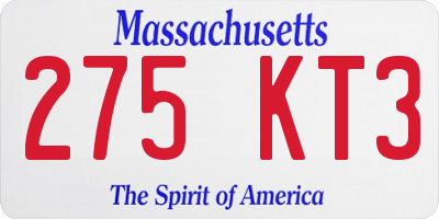 MA license plate 275KT3