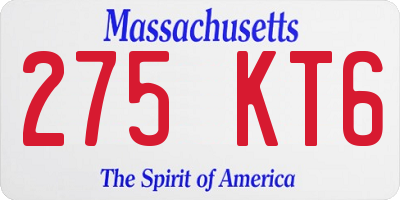 MA license plate 275KT6