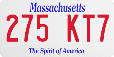 MA license plate 275KT7