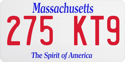 MA license plate 275KT9