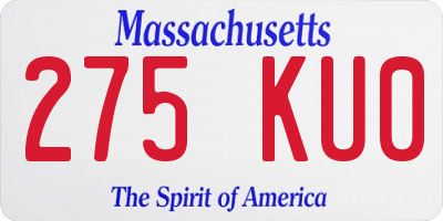 MA license plate 275KU0