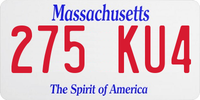 MA license plate 275KU4