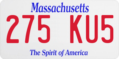 MA license plate 275KU5