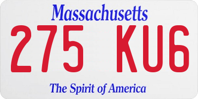 MA license plate 275KU6